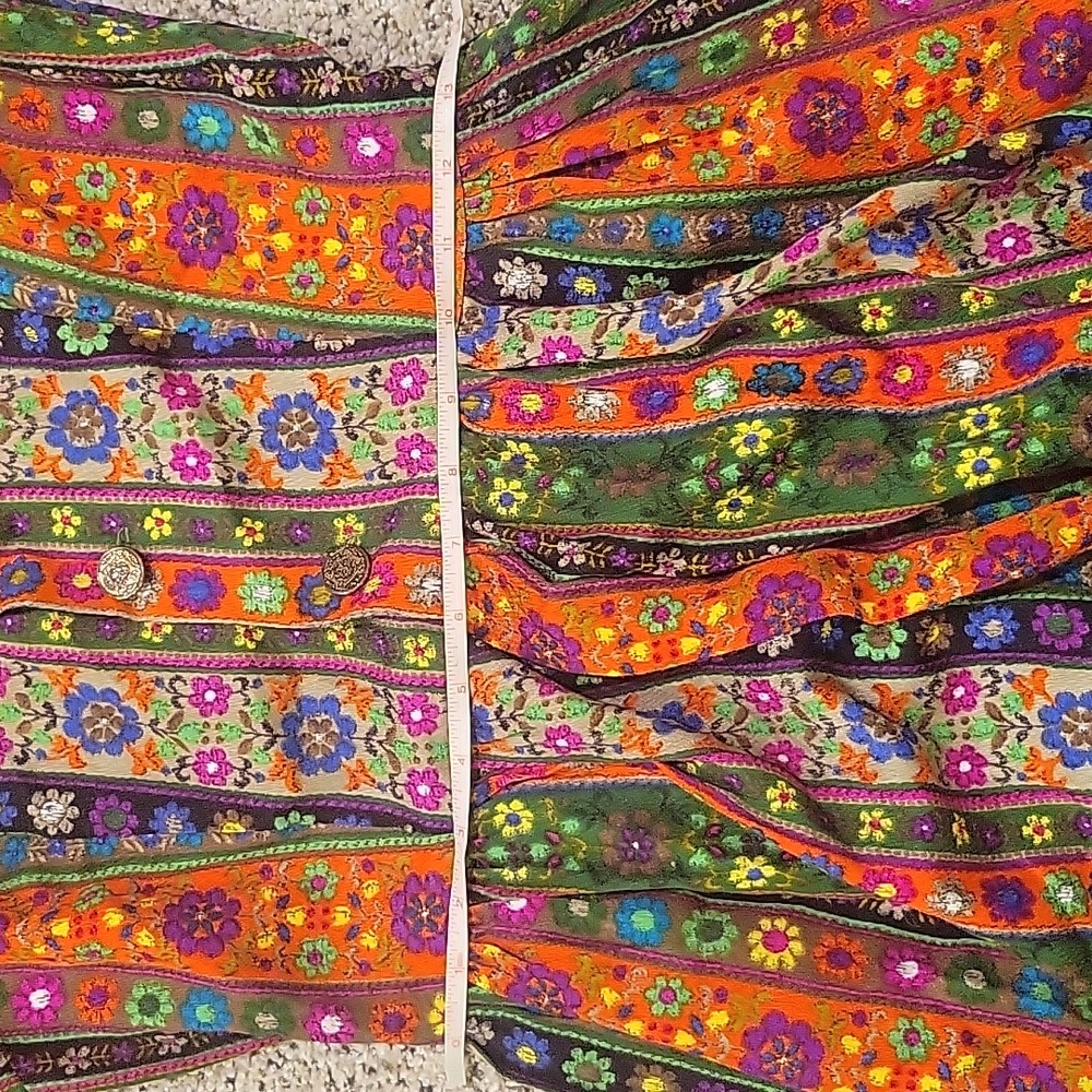 Vibtage Retro Psychedelic 60's 70's Button Down Collared Dress Flower Small XS - Picture 6 of 11